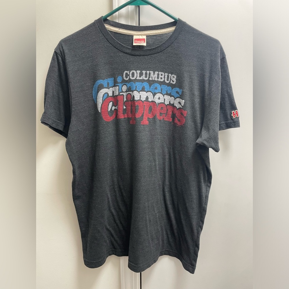 Men’s Homage Columbus Clippers AAA Baseball Grey T-Shirt Large